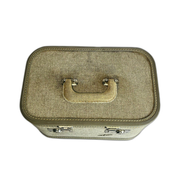 Vintage Air Away Mid Century Train Case Gray Tweed W/ Tray & Key - Picture 7 of 14